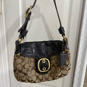 Vintage 2007 Coach Black and Brown Signature Shoulder Bag